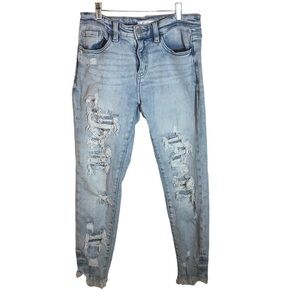 Kancan Signature mid rise ankle skinny jeans distressed women’s size 27